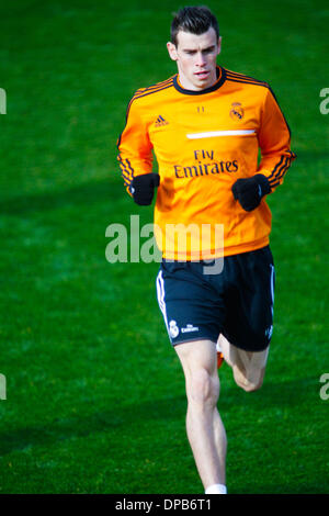 Madrid, Espagne. Jan 11, 2014. Gareth Bale lors d'une session de formation du Real Madrid au complexe sportif de Valdebebas en avant du match de Liga entre le Real Madrid et l'espagnol, le 11 janvier 2014 à Madrid, Espagne Credit : Sl/Madridismo Madridismo/ZUMAPRESS.com/Alamy Live News Banque D'Images