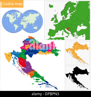 Carte de Croatie Banque D'Images