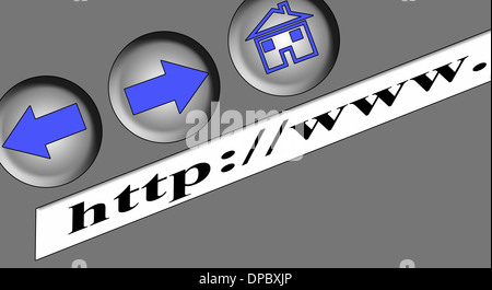 Concept de navigation Internet avec des boutons et de la barre d'adresse Banque D'Images