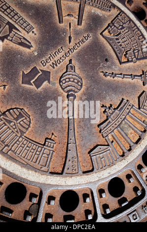 Allemagne, Berlin, Couvercle de Berlin, Berliner Wasserbetriebe Services de l'eau à Berlin Banque D'Images