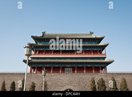 La Porte Qianmen (Zhengyangmen) situé au sud de la Place Tiananmen, Pékin, Chine Banque D'Images