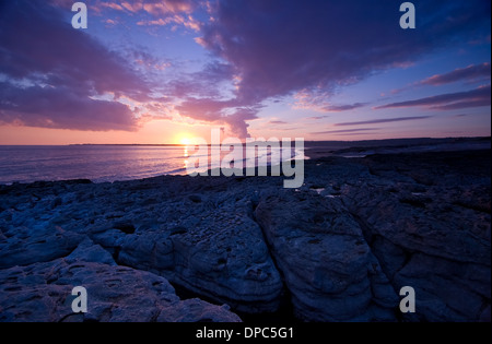 Ogmore par la mer au coucher du soleil Banque D'Images