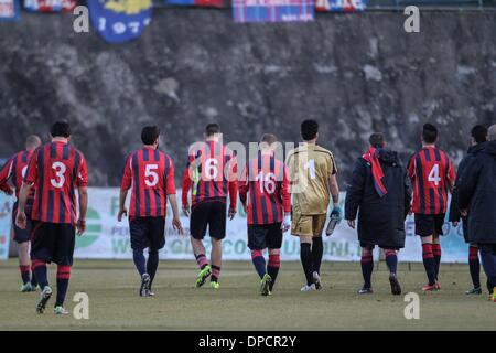 12 janvier 2014 - L'Aquila, Italie - L'Aquila après la défaite au cours de la Lega Pro match entre l'Aquila et de Lecce à Fattori Stadium le 12 janvier 2014 à L'Aquila, Italie. (Crédit Image : © Manuel Romano/NurPhoto ZUMAPRESS.com) / Banque D'Images