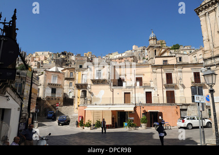Vue sur la vieille ville de Ragusa Ibla en Sicile, l'unesco town Banque D'Images