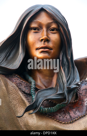 Sacagawea statue, Parc Marin de Cascade Locks, Cascade Locks, Columbia River Gorge National Scenic Area, New York Banque D'Images