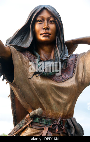 Sacagawea statue, Parc Marin de Cascade Locks, Cascade Locks, Columbia River Gorge National Scenic Area, New York Banque D'Images