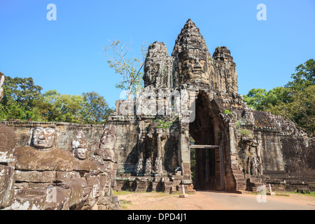 Porte Sud d'Angkor Thom à Siem Reap, Cambodge Banque D'Images