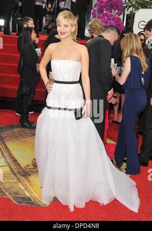 Los Angeles, Californie, USA 12 Jan, 2014. Jennifer Lawrence aux arrivées des 71e Golden Globe Awards - Arrivals 5, le Beverly Hilton Hotel, Los Angeles, CA, 12 janvier 2014. Credit : Linda Wheeler/Everett Collection/Alamy Live News Banque D'Images