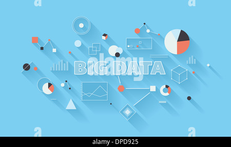 Modèle plat illustration moderne du big data concept statistique et processus complexe d'analyse avancés dans divers Banque D'Images