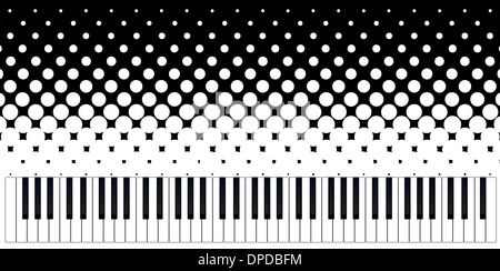Touches de piano noir et blanc sur un fond noir et blanc grunge Banque D'Images