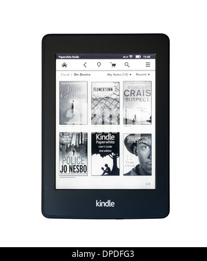 Page d'accueil sur l'Amazon Kindle Paperwhite 2013/14 E-READER Banque D'Images