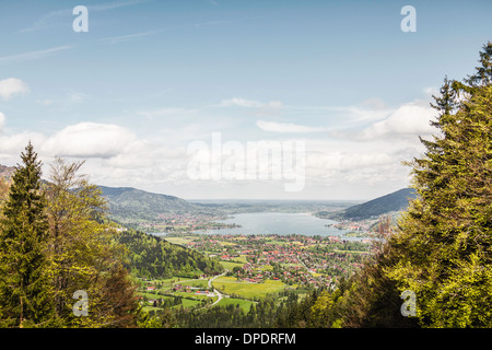 Lac Tegernesee vu de Mt Wallberg, Bavière, Allemagne Banque D'Images