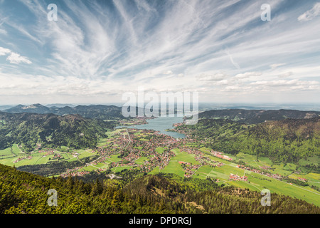 Lac Tegernesee de Mt Wallberg, Bavière, Allemagne Banque D'Images