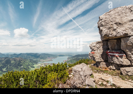 Lac Tegernesee de Mt Wallberg, Bavière, Allemagne Banque D'Images