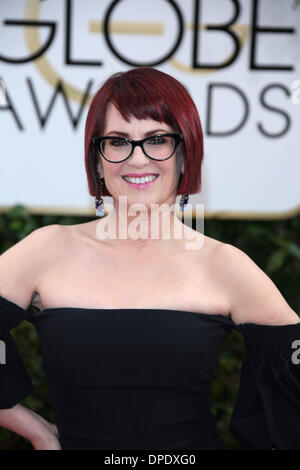 Los Angeles, USA. Jan 11, 2014. L'actrice Megan Mullally nous assiste à la 71e Golden Globe Awards annuels aka Golden Globes à l'hôtel Beverly Hilton à Los Angeles, USA, le 12 janvier 2014. Photo : Hubert Boesl/dpa/Alamy Live News Banque D'Images