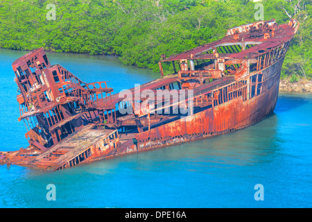 Naufrage sur le rivage de l'île de Roatan, Honduras, près de Barrière de Corail méso-américain Banque D'Images