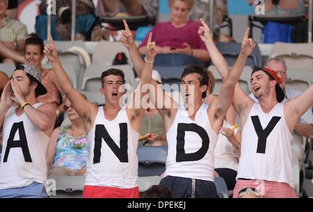 Melbourne, Australie. 14Th Jan, 2014. Fans de Andy Murray de Grande-Bretagne au cours de la première ronde du tournoi match entre Andy Murray et Go Soeda du Japon à 2014 Open de tennis d'Australie à Melbourne, Australie, 14 janvier 2014. Murray a gagné 3-0. Jundong Crédit : Li/Xinhua/Alamy Live News Banque D'Images