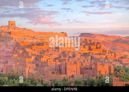 Ait Benhaddou, Maroc ancienne kasbah en pisé, désert du Sahara 1 000 ans de caravansérails, Site du patrimoine mondial de l'UNESCO Banque D'Images