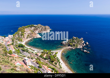 L'île Isola Bella et Isola Bella Beach, Taormina, Sicile, Italie, Méditerranée, Europe Banque D'Images