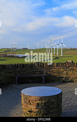 Royd Moor Wind Farm à partir de la vue du millénaire près de Penistone, South Yorkshire, Angleterre, Royaume-Uni. Banque D'Images