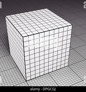 Profil de cube de papier sur du papier quadrillé marbre Banque D'Images