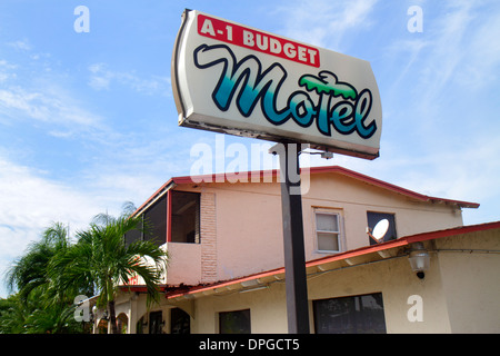 Miami Florida,Homestead,A-1 Budget Motel,avant,entrée,panneau,FL131031019 Banque D'Images