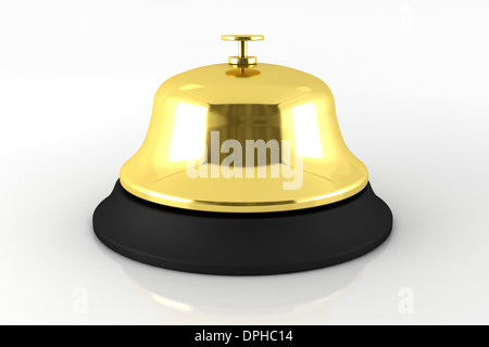 Golden Bell Accueil Illustration 3D Render. La réception de l'hôtel Bell. Banque D'Images