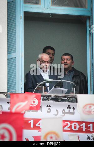 Tunis, Tunisie. 14 janvier 2014. Houcine Abassi, chef de l'UGTT de célébrer le troisième anniversaire de la Révolution. (Crédit Image : Crédit : Marieau Palacio/NurPhoto ZUMAPRESS.com/Alamy/Live News) Banque D'Images