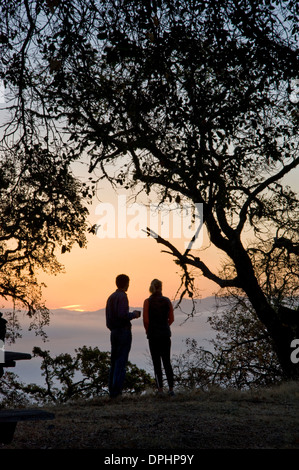 Couple appréciant les paysages dans le comté de Mendocino, en Californie Banque D'Images