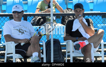 Melbourne, Victoria, Australie. 12Th Jan, 2014. RAFAEL NADAL (ESP) [1] au cours d'une session pratique aujourd'hui. © Andrew Patron/ZUMAPRESS.com/Alamy Live News Banque D'Images