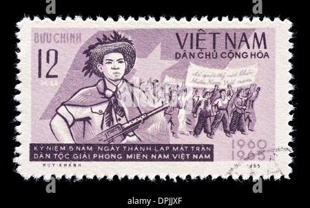 Timbre-poste du Vietnam représentant le Front de libération du Sud Vietnam. Banque D'Images