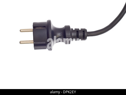 Câble électrique noir isolated on white Banque D'Images