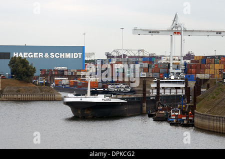 Terminal à conteneurs Duisport, Duisburg, Allemagne. Banque D'Images