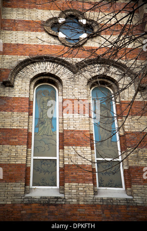 La peinture de la fenêtre de la Cathédrale Saint Joseph,Tianjin Banque D'Images