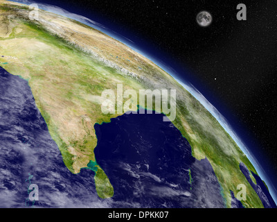 Sous-continent indien sur la planète Terre vue de l'espace. Surface de la planète très détaillées et les nuages. Éléments de cette image fournie par la NASA. Banque D'Images