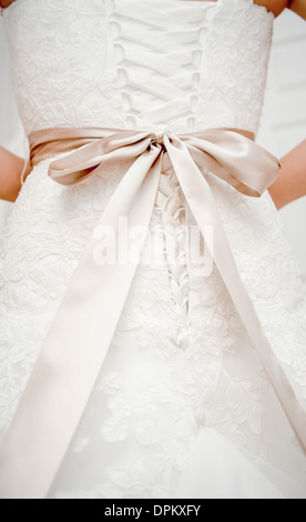 Détail de robe de mariage Banque D'Images