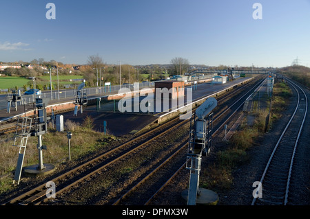 Les lignes de chemin de fer à Severn Tunnel Junction près de Caldicot, Galles du Sud. Banque D'Images