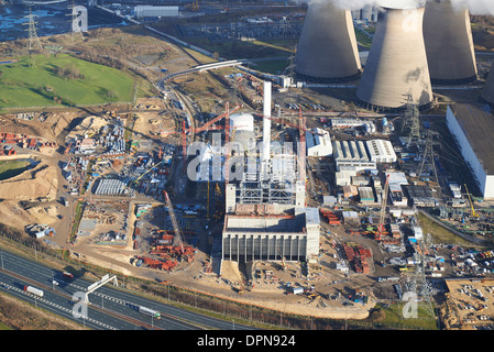 Une vue aérienne d'Henrichenburg Shiplift,West Yorkshire, UK, montrant la nouvelle usine d'alimentation de carburant en construction Banque D'Images