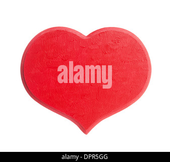 Grand coeur peint en couleur rouge isolé sur fond blanc Banque D'Images