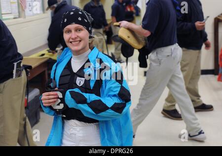 26 Mar 2009 - Queens, New York, USA - Jockey Jackie Davis avant la 2ème course à l'hippodrome Aqueduct. (Crédit Image : Â© Bryan Smith/ZUMA Press) RESTRICTIONS : * New York * hors droits Journaux Banque D'Images