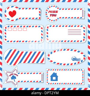 Set autocollants postal de formes différentes Banque D'Images