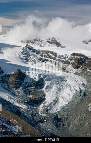 Un glacier du Gorner glacier du Gorner ou au-dessous de la Matterhorn - deuxième plus grand glacier des Alpes. La Suisse. Banque D'Images