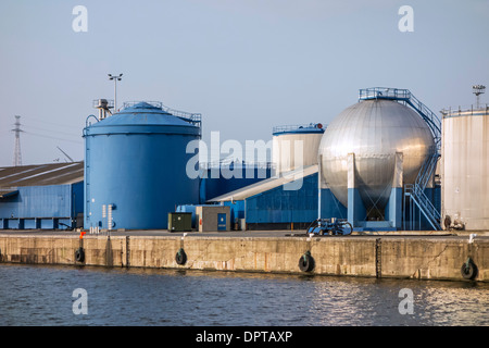 Les réservoirs de stockage de pétrole, produits chimiques, engrais liquides, les biocarburants à Sea-Tank Terminal, port de Gand, Flandre orientale, Belgique Banque D'Images