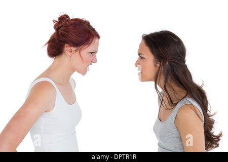 Angry young female friends having an argument Banque D'Images