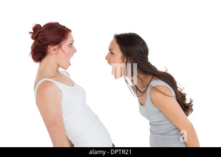 Angry young female friends having an argument Banque D'Images
