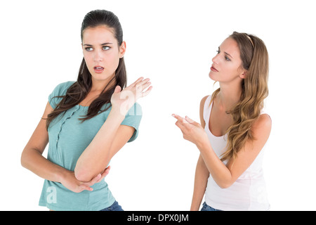 Angry young female friends having an argument Banque D'Images