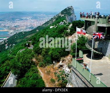 Vue aérienne de Gibraltar comme vu du haut du rocher de Gibraltar, Espagne Banque D'Images