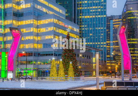 Arbre de Noël, Jack Poole Plaza, Vancouver, Colombie-Britannique, Canada. Banque D'Images