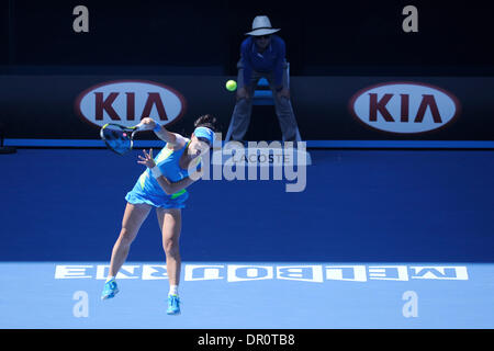 Melbourne, Australie. 17 Jan, 2014. Jie Zheng de Chine en action sur la cinquième journée de l'Open d'Australie de Melbourne Park. Credit : Action Plus Sport/Alamy Live News Banque D'Images