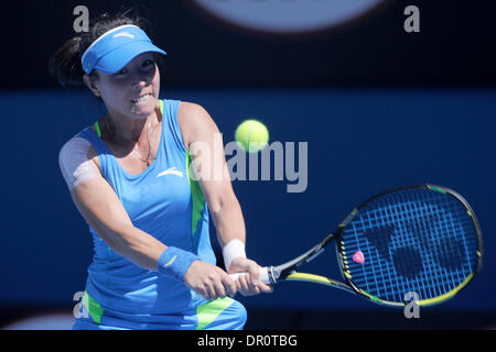 Melbourne, Australie. 17 Jan, 2014. Jie Zheng de Chine en action sur la cinquième journée de l'Open d'Australie de Melbourne Park. Credit : Action Plus Sport/Alamy Live News Banque D'Images